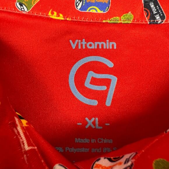 Vitamin G Polo Shirt XL Red Geometric Beer Hops Performance Golf NWT - Picture 4 of 8